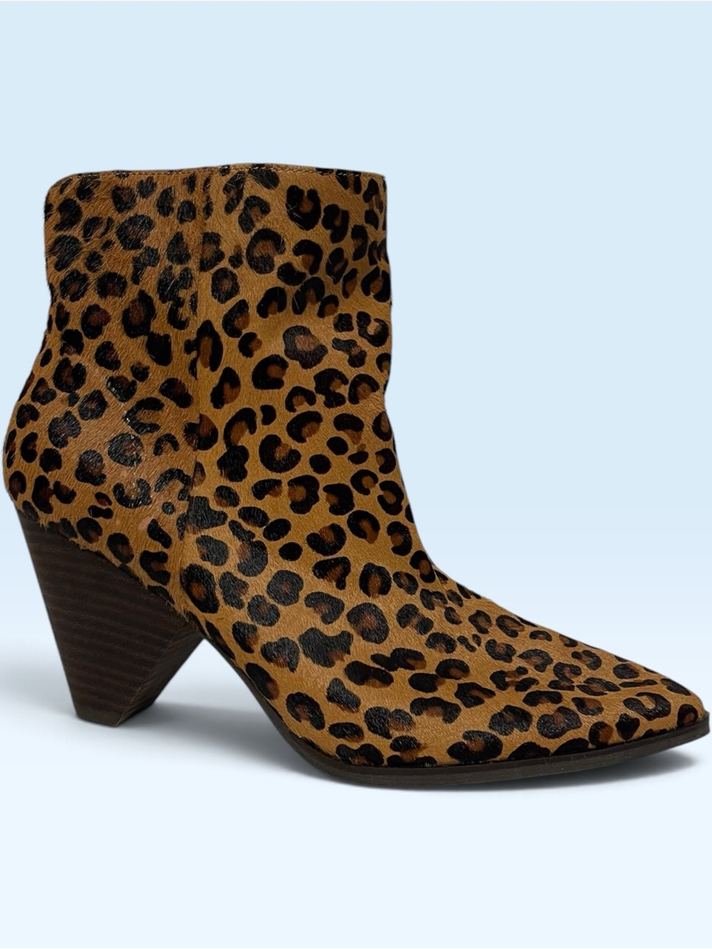 New LUCKY BRAND Munise Leopard Calf Hair Ankle Booties 7.5